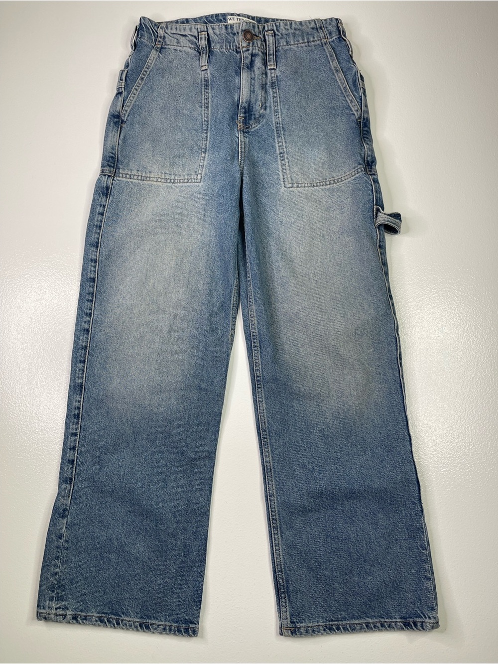 We The Free Free People Wide Leg Carpenter Cinch Back Jeans Blue 27